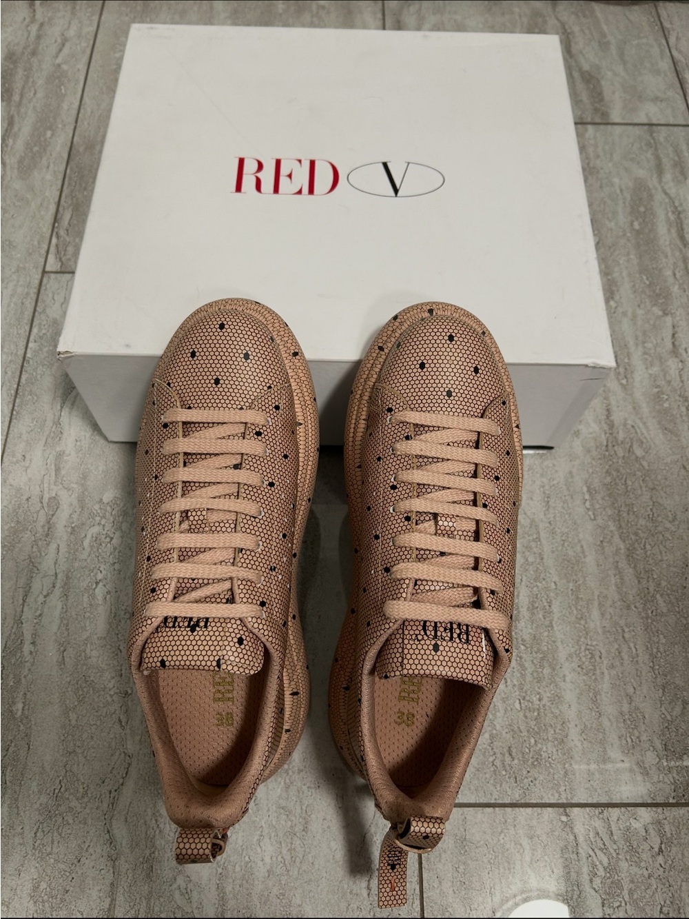 BRAND NEW!! RED Valentino Nude-Tan Lace-Up Sneakers